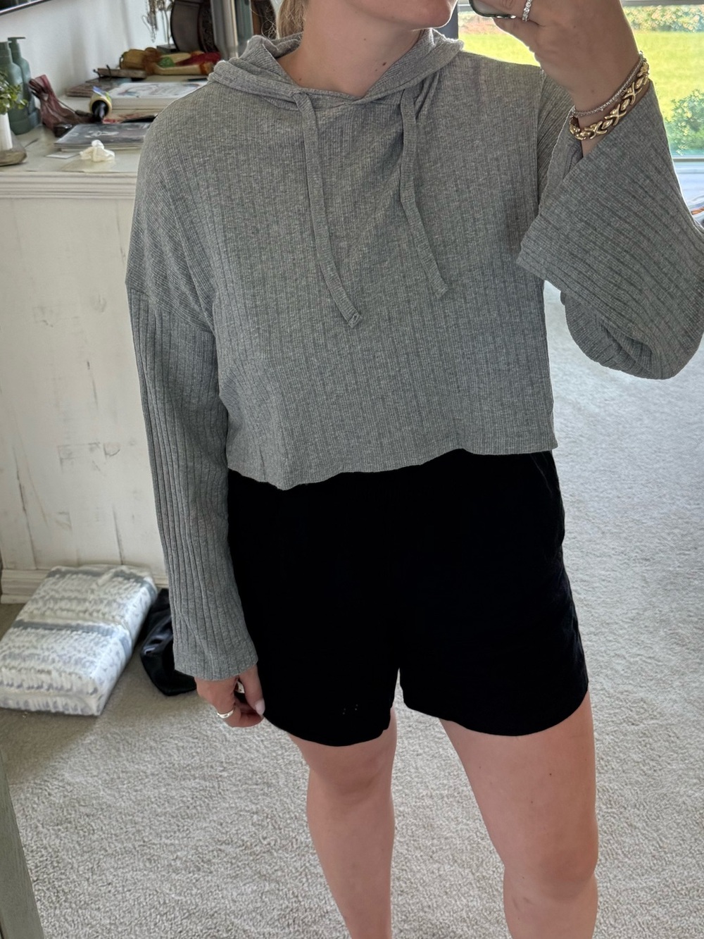 Glassons gray cropped hooded sweater